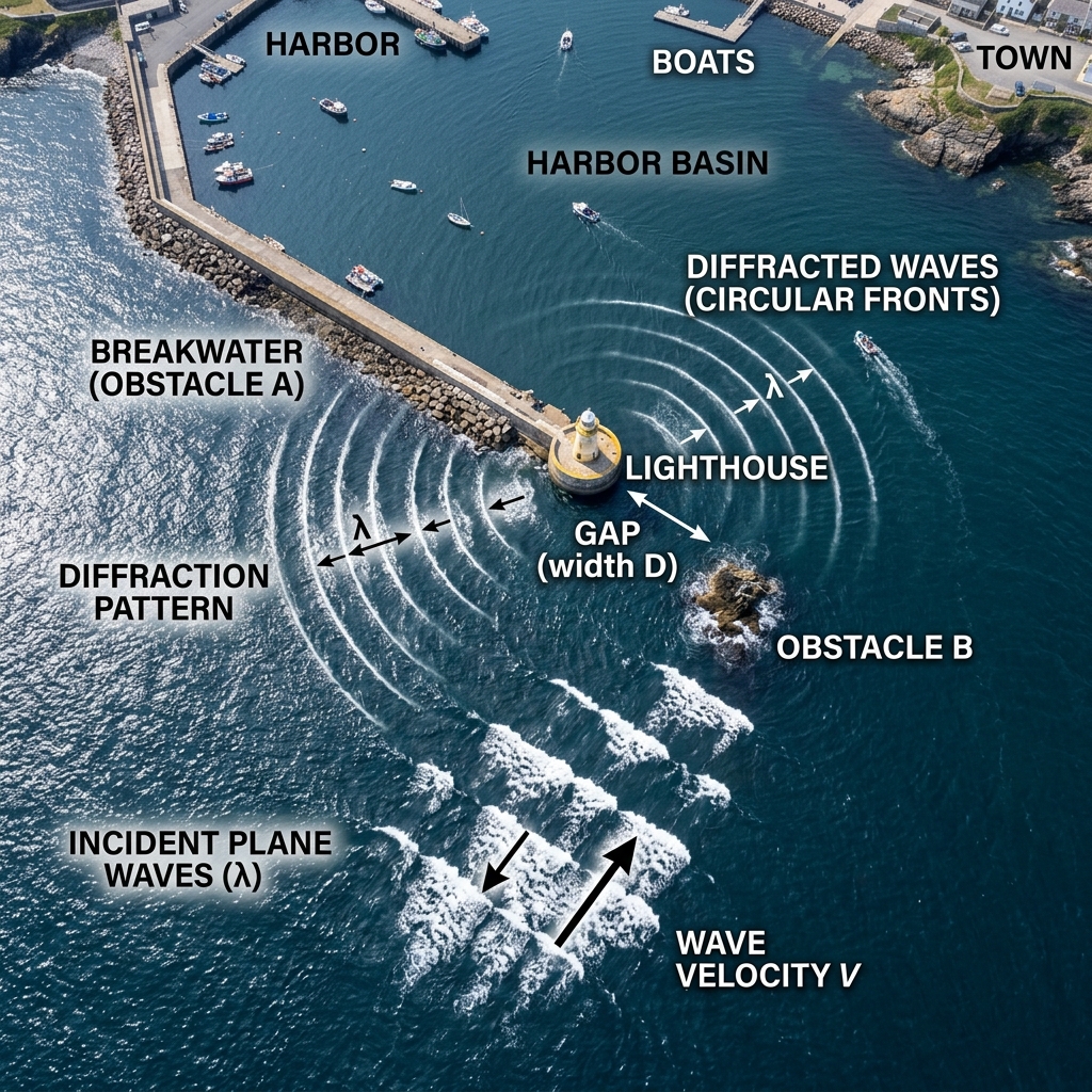 Diffrazione onde mare